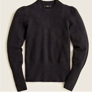 Puff-sleeve crewneck sweater in Supersoft yarn